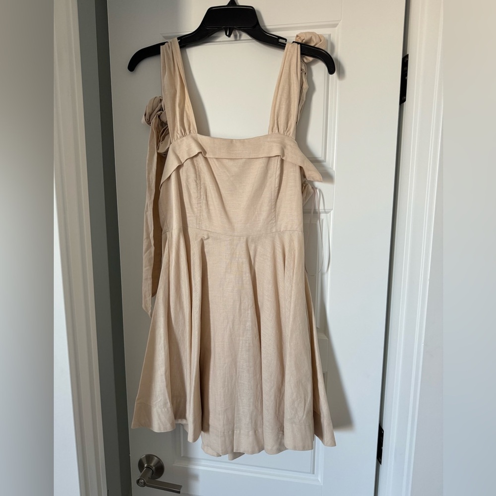 Beige linen mini dress